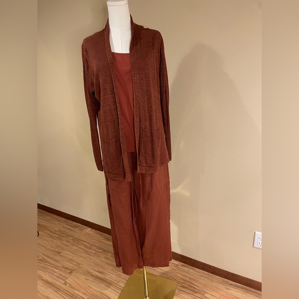 Eileen Fisher Copper Cropped Linen Pants